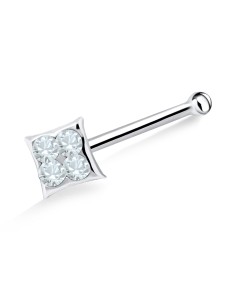 Stone Square Shaped Silver Bone Nose Stud NSKD-623